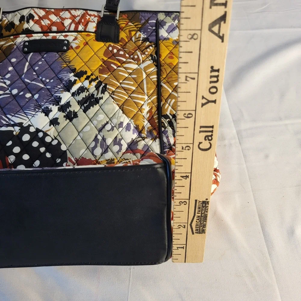 Vera Bradley Painted Feather Black Accents Tote Bag 16x15.5x4.5